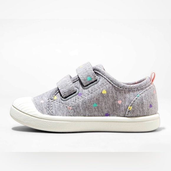 NWT Cat & Jack Toddler Parker Sneakers, Gray with hearts, size 7T - Picture 2 of 7